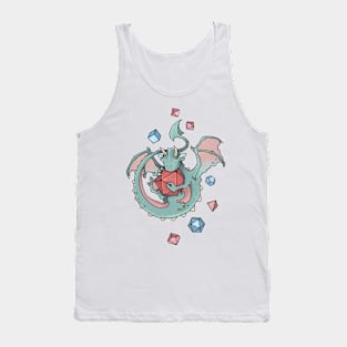 Dice goblin with dice (but dragon, adorable teal) Tank Top